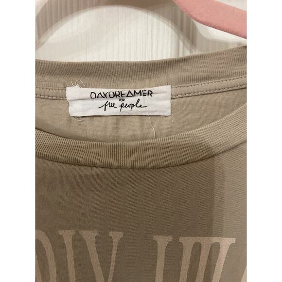 Free People x Daydreamer Beverly Hills Cropped Tan Tee, sz M - Picture 3 of 4